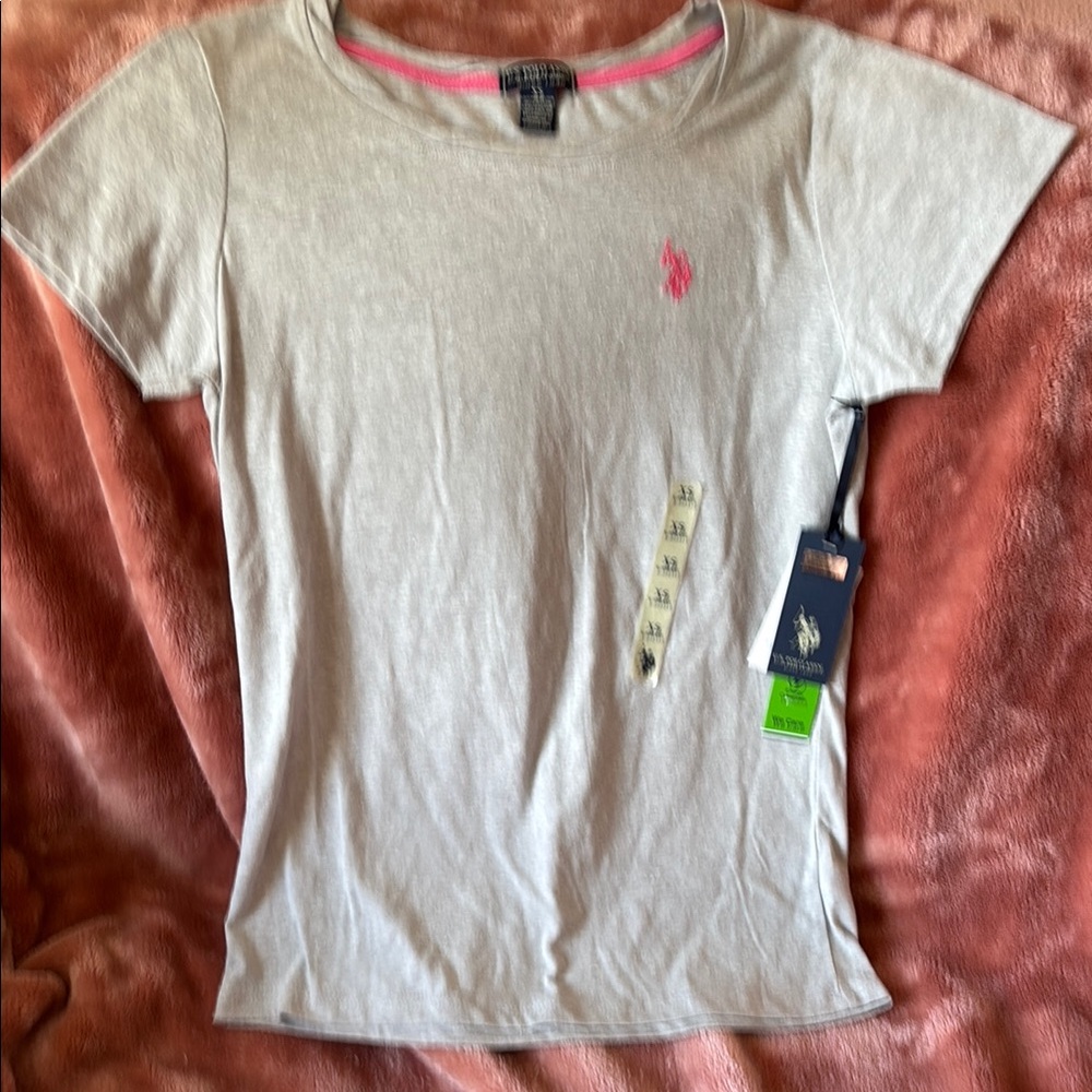 U.S. Polo Assn. Gray and Pink Short Sleeve Tee